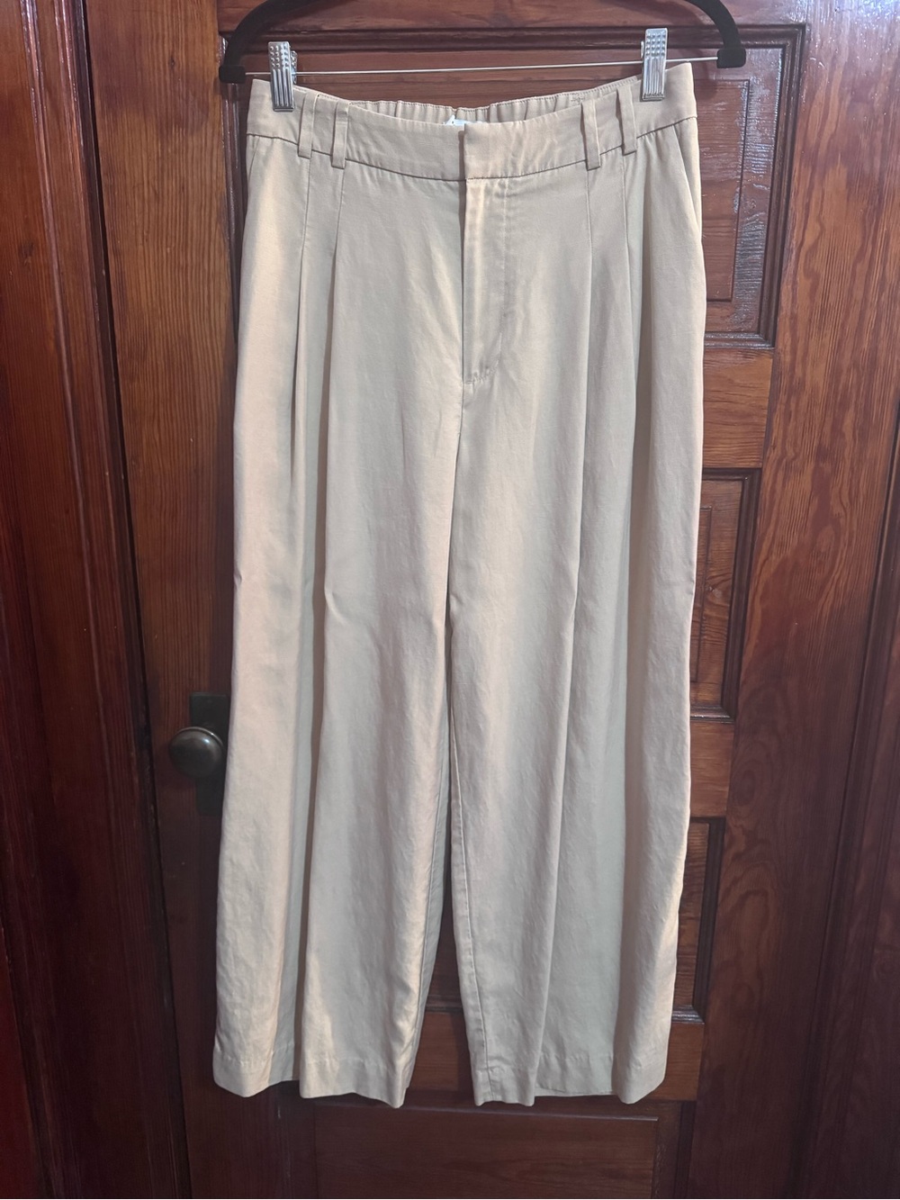 & Other Stories Paris Atelier Tailored High Waist Trousers Beige Size 6